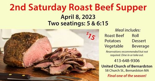 2nd Saturday Roast Beef Dinner